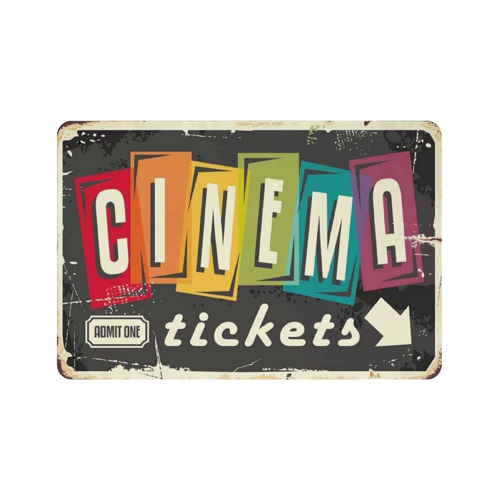 Home Cinema Tickets - لافتة معدنية عتيقة بتصميم تذكرة سينما
