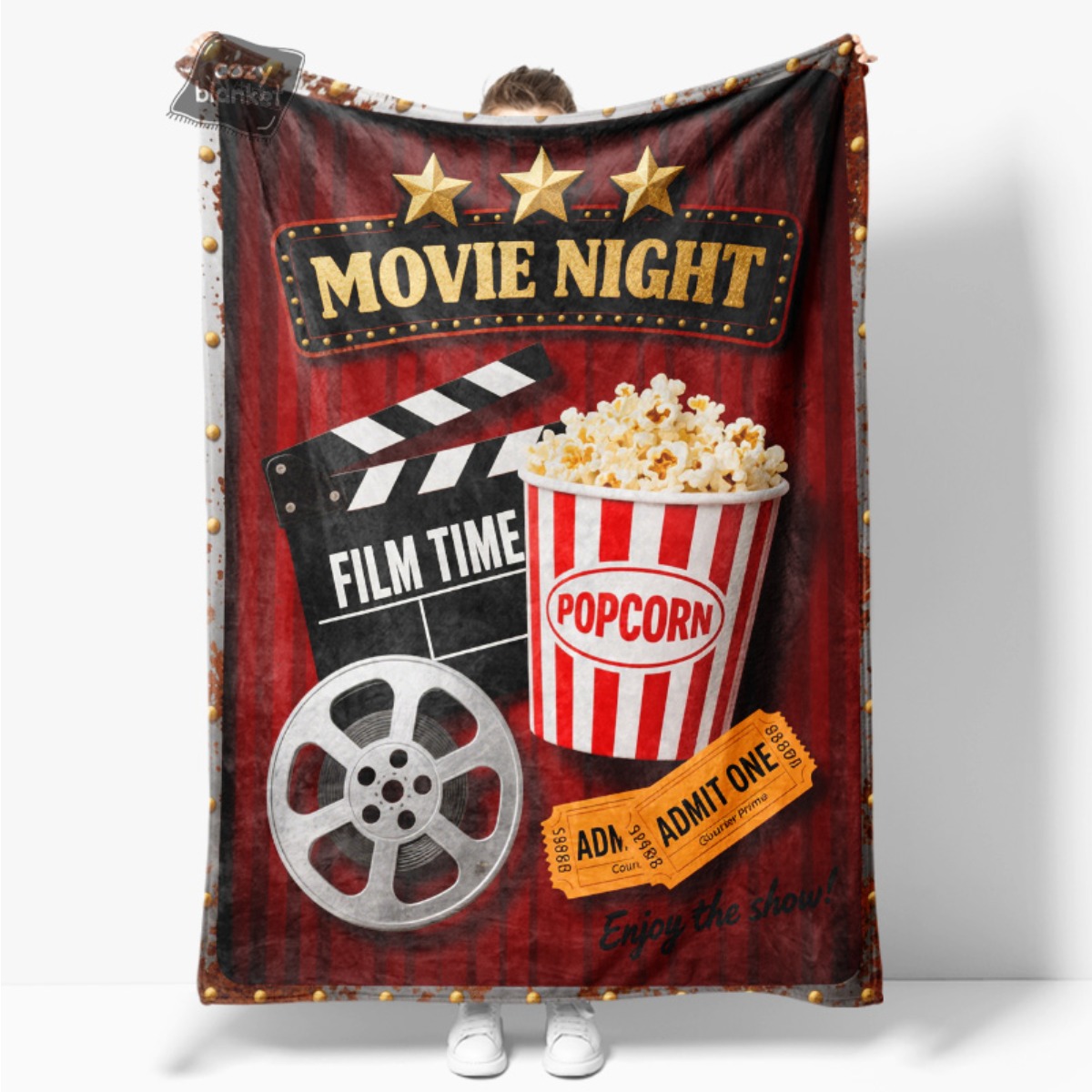 Home Cinema Tickets - بطانية سينمائية كلاسيكية بتصميم تذكرة فيلم