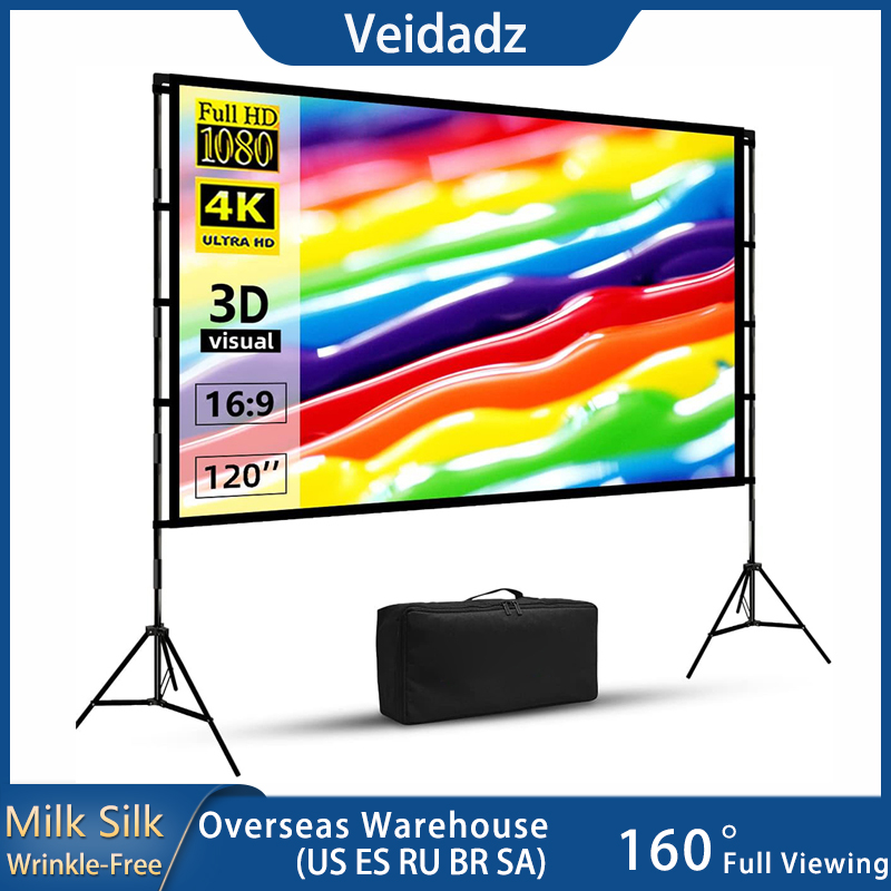 Projector Screen 100 Inch - شاشة عرض VEIDADZ مع حامل ناعم