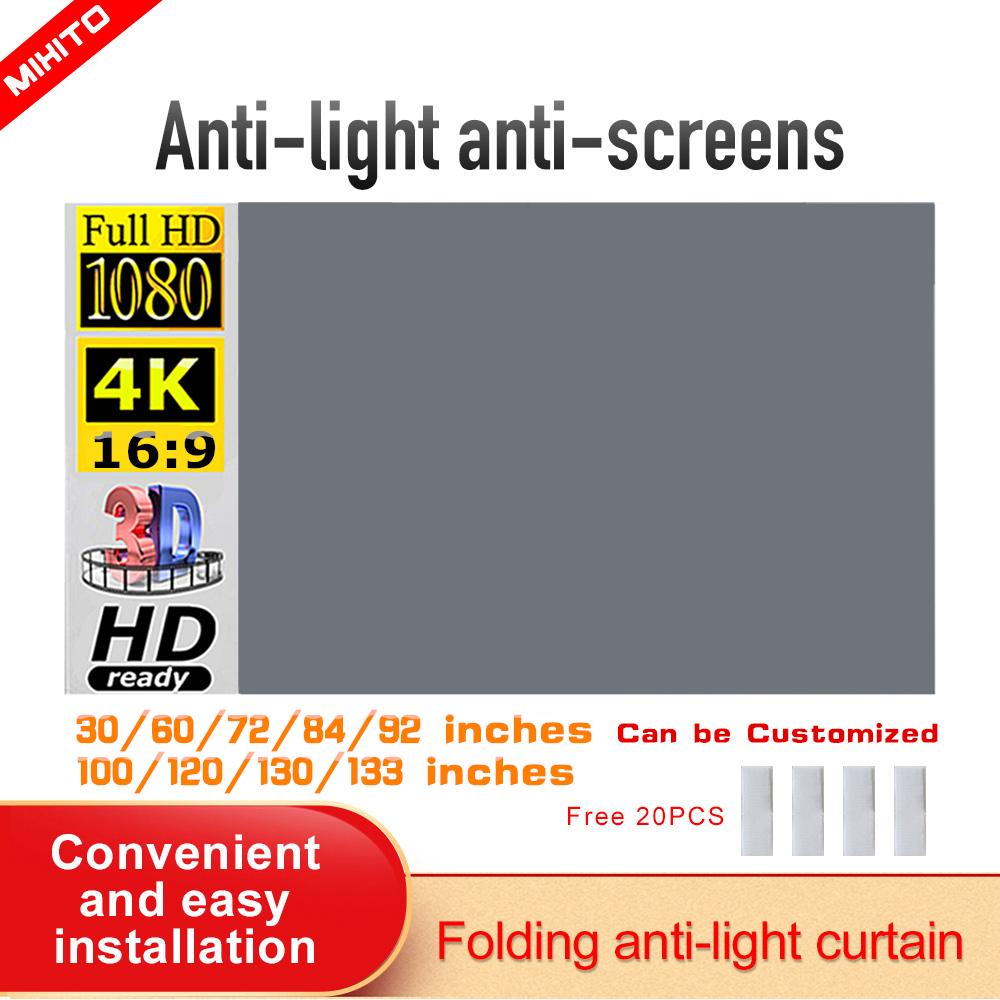 Projector Screen 100 Inch - MIXITO شاشة عرض بسيطة 16:9 ستارة