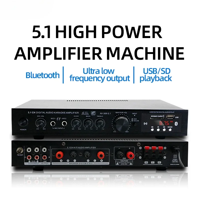 Home Cinema Speaker System - AV-369BT بلوتوث 5.1 مكبر صوت AMP،