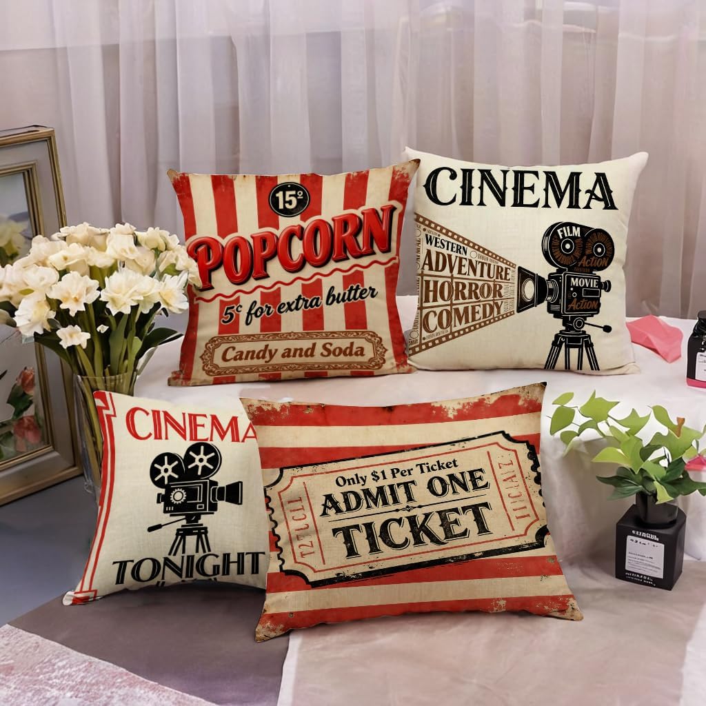 4 قطع من أغطية الوسائد بتصميم  - مراجعة Home Cinema Tickets وسعره