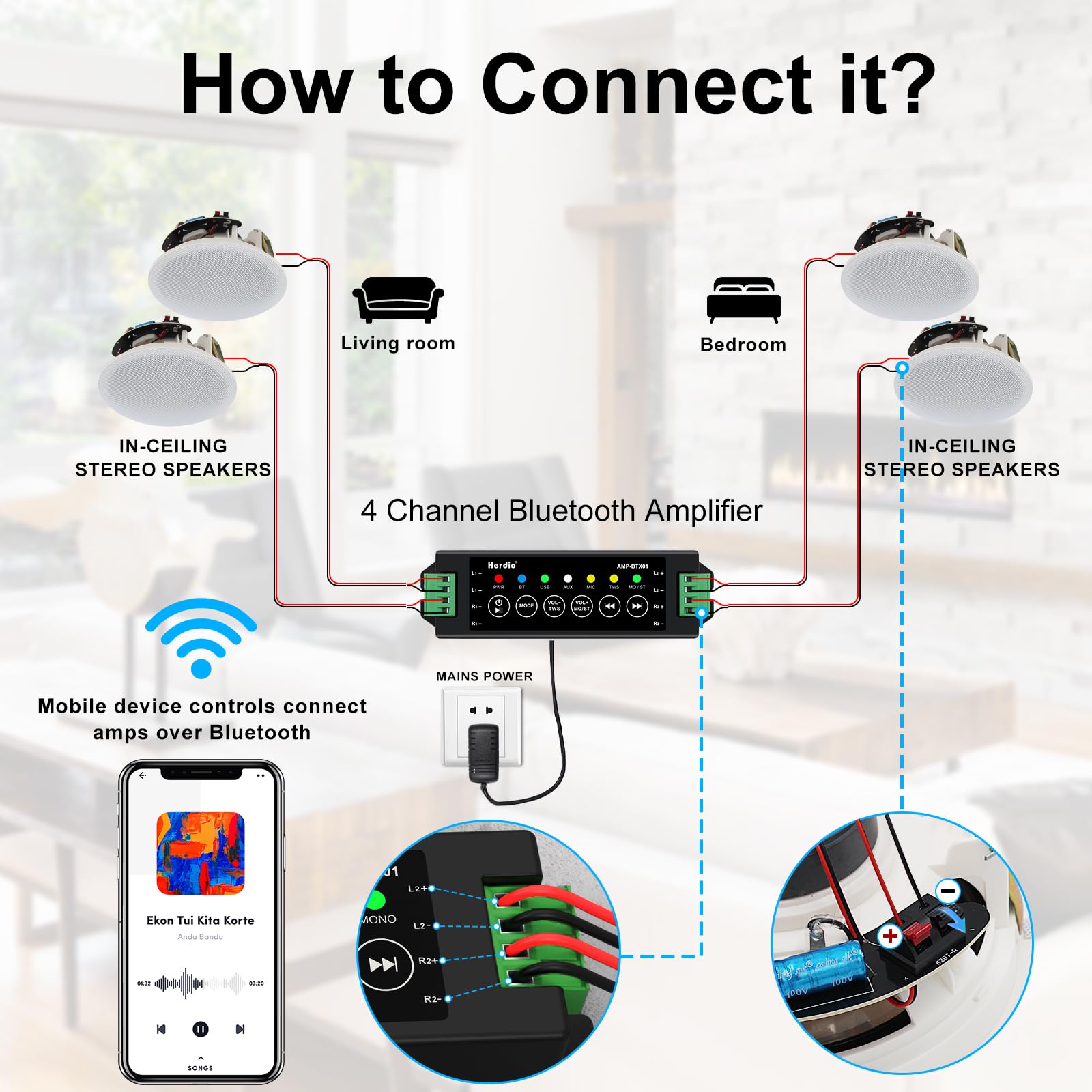 مكبرات صوت سقفية بلوتوث هيرديو - مراجعة Home Cinema Speaker System وسعره